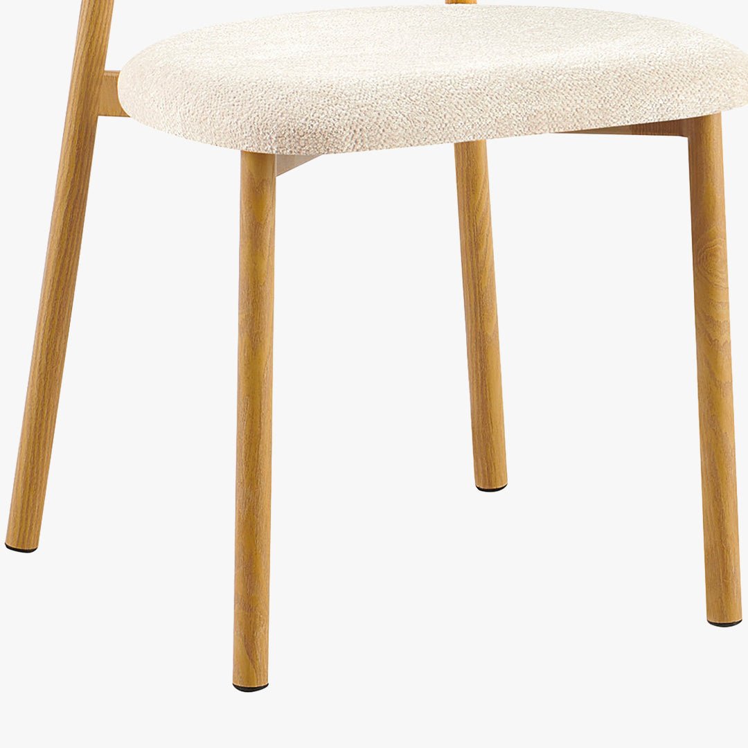 COCO Lot de 2 chaises en tissu beige piètement en métal couleur bois - Chaise de repas - Mobilier Deco