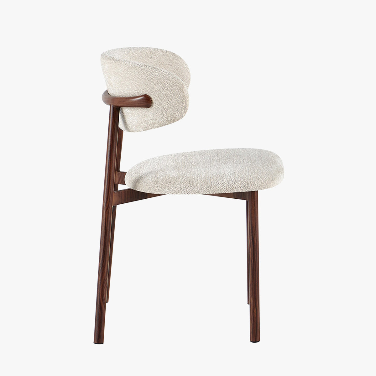 COCO Lot de 2 chaises en tissu beige piètement en métal couleur bois foncé - Mobilier Deco