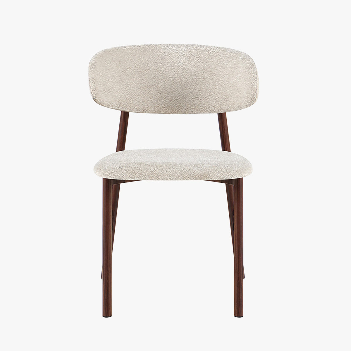 COCO Lot de 2 chaises en tissu beige piètement en métal couleur bois foncé - Mobilier Deco