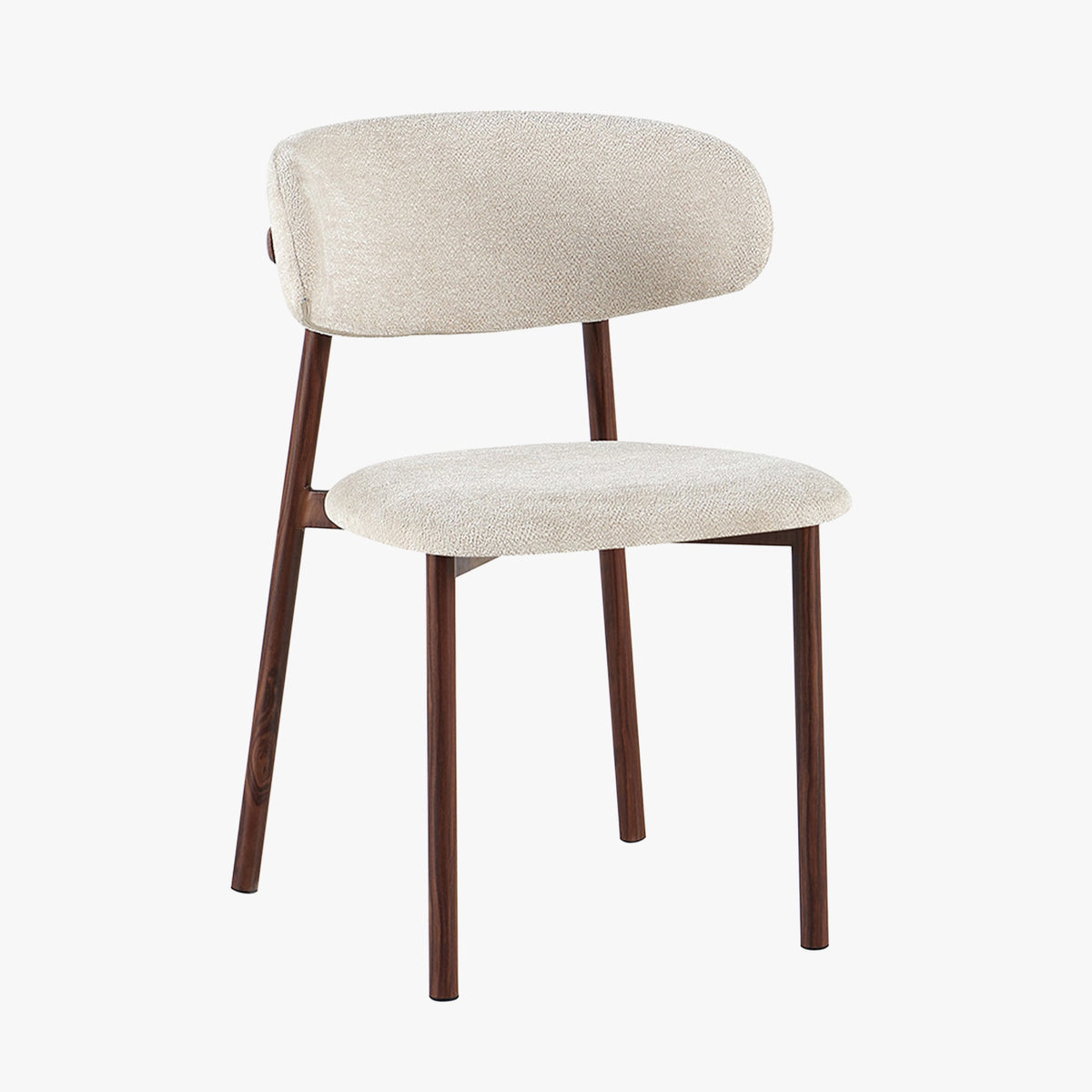COCO Lot de 2 chaises en tissu beige piètement en métal couleur bois foncé - Mobilier Deco