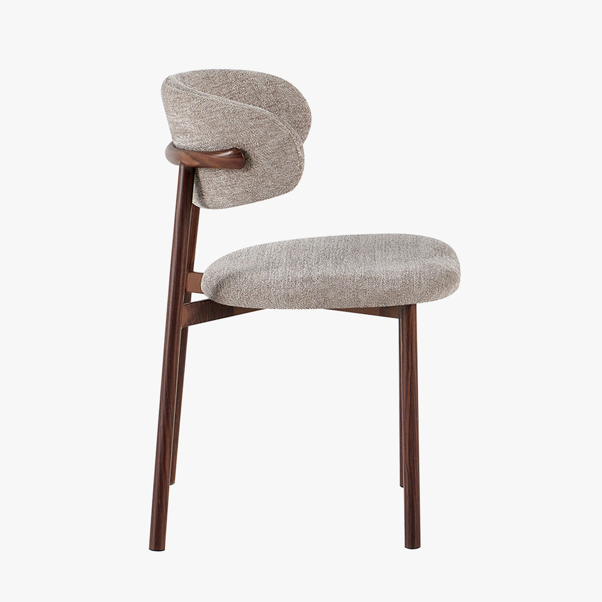 COCO Lot de 2 chaises en tissu taupe piètement en métal couleur bois foncé - Mobilier Deco