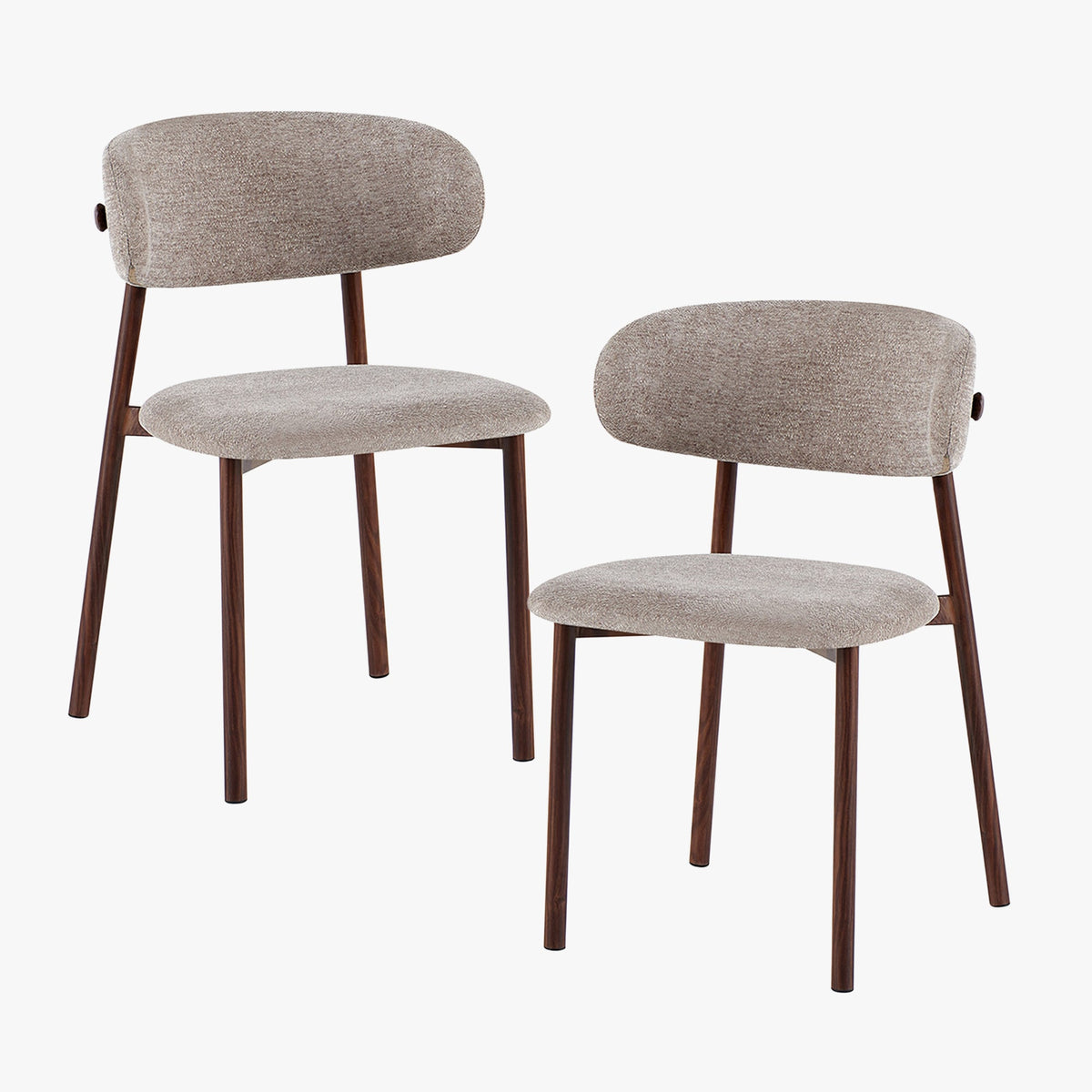 COCO Lot de 2 chaises en tissu taupe piètement en métal couleur bois foncé - Mobilier Deco