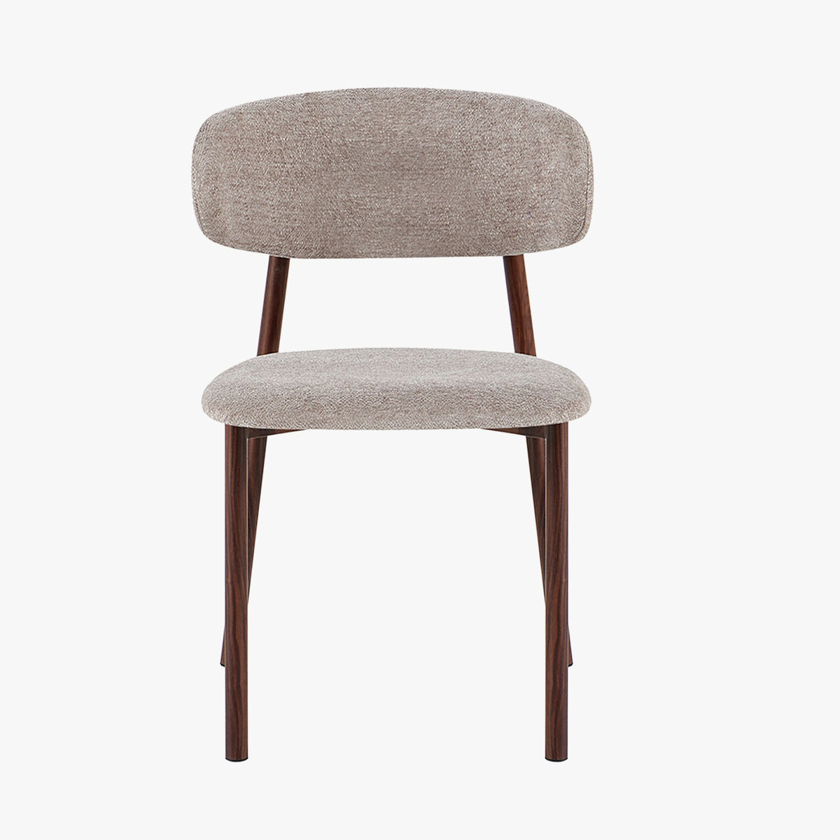 COCO Lot de 2 chaises en tissu taupe piètement en métal couleur bois foncé - Mobilier Deco