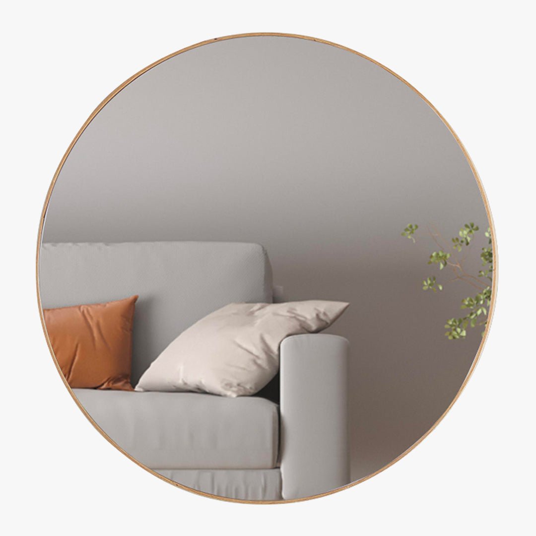 COLYN Miroir mural rond 80x80 cm couleur chêne vieilli - Miroirs - Mobilier Deco