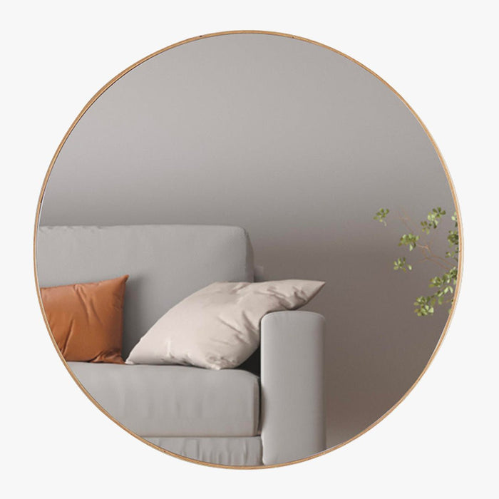 COLYN Miroir mural rond 80x80 cm couleur chêne vieilli