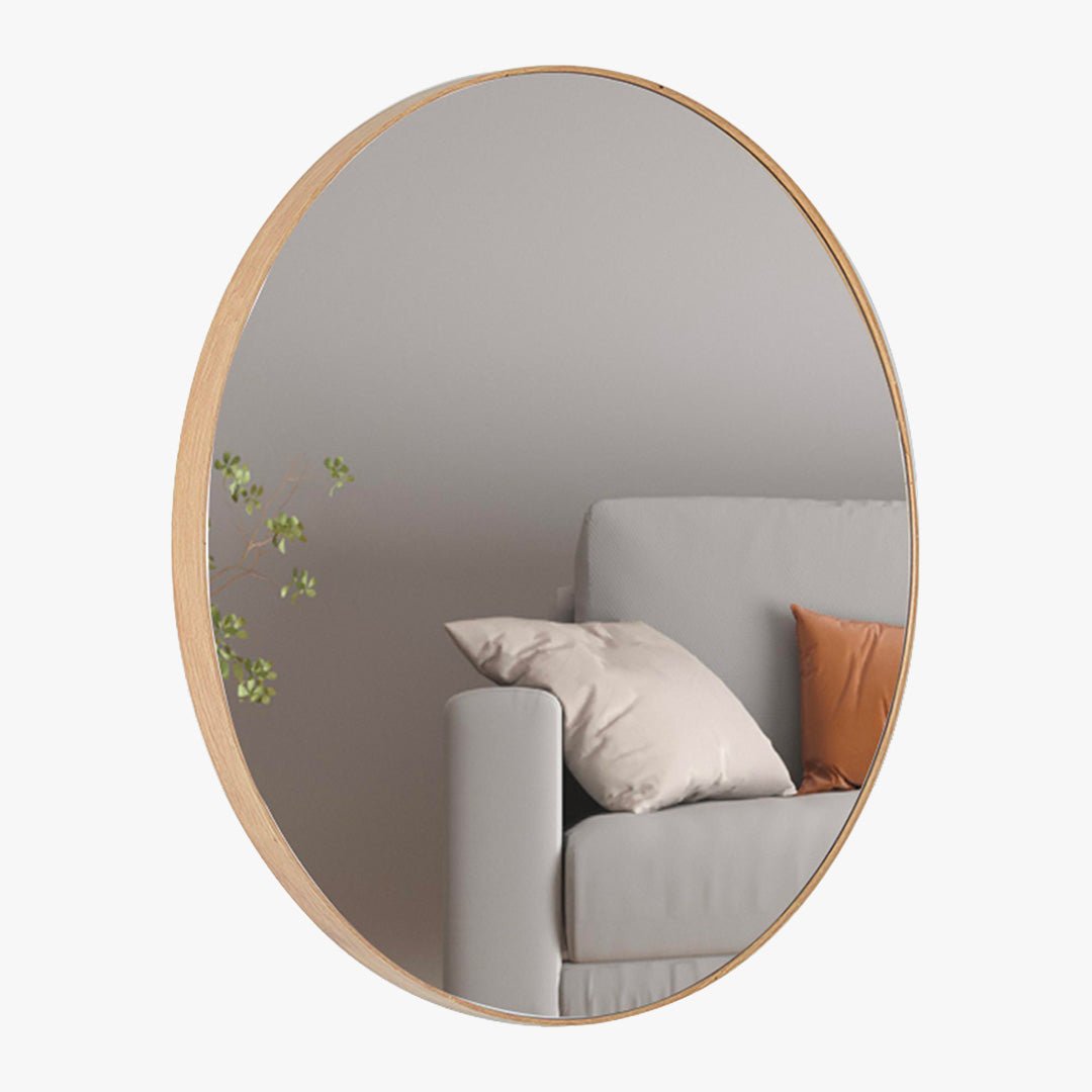 COLYN Miroir mural rond 80x80 cm couleur chêne vieilli - Miroirs - Mobilier Deco