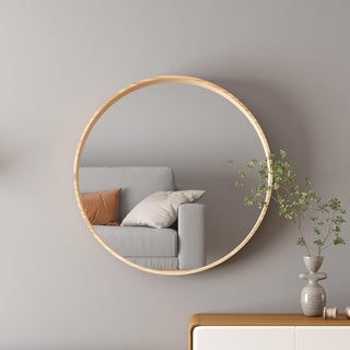 COLYN Miroir mural rond 80x80 cm couleur chêne vieilli