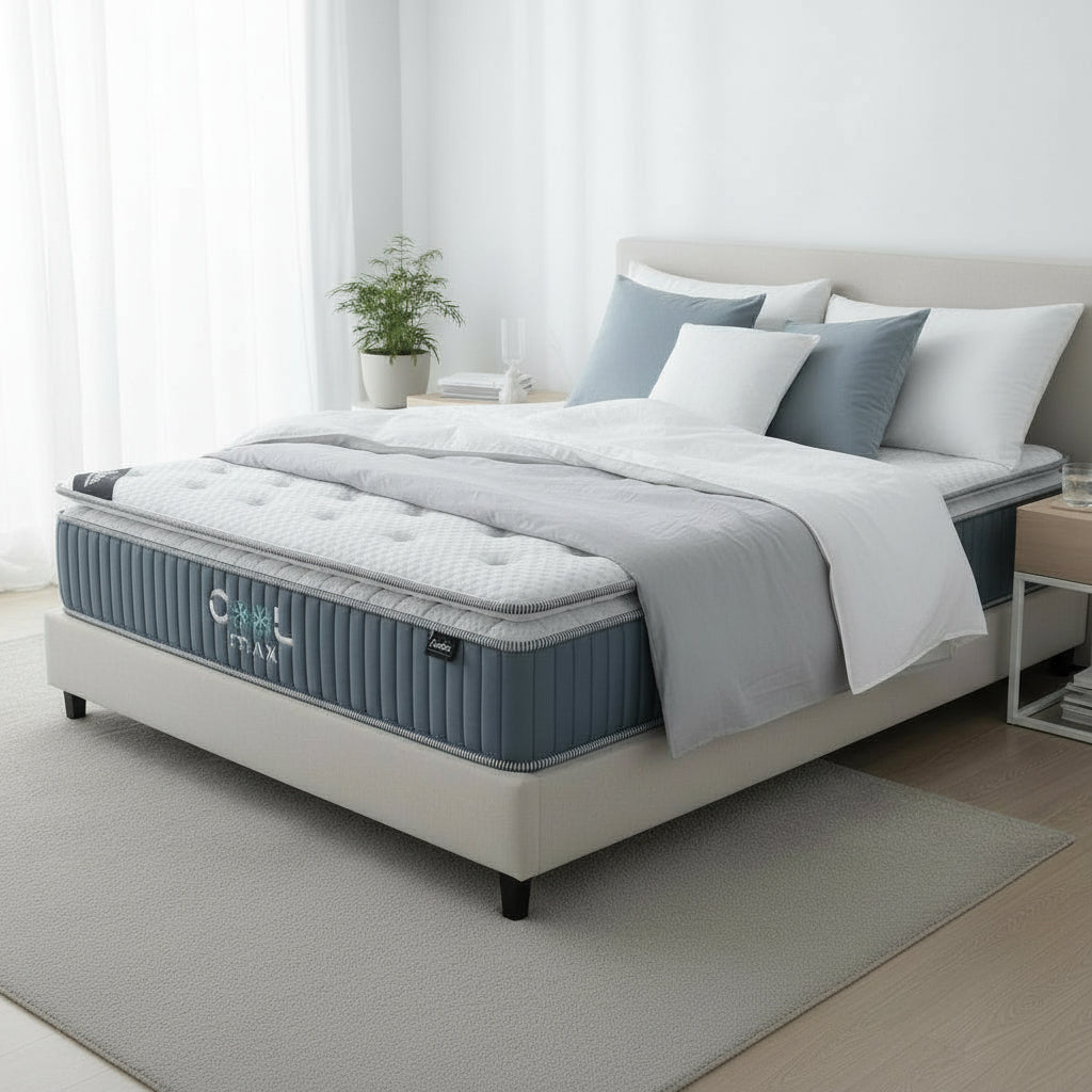 COOL MAX Matelas mémoire de forme et ressorts ensachés 140x190 cm épaisseur 31 cm