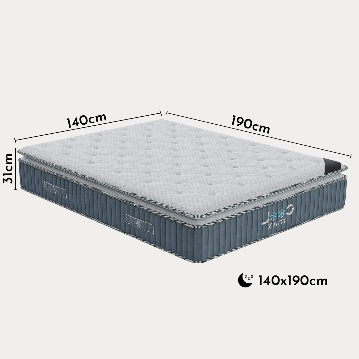 COOL MAX Matelas mémoire de forme et ressorts ensachés 140x190 cm épaisseur 31 cm