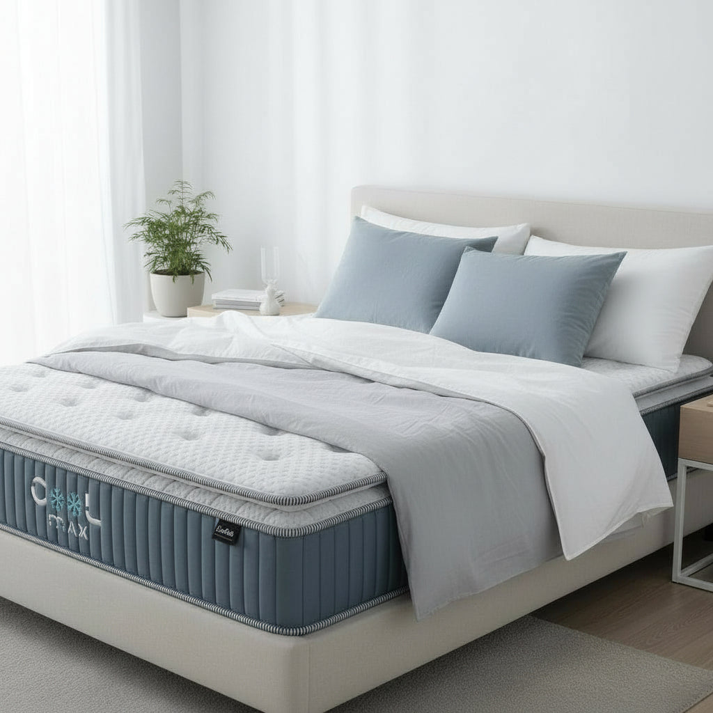 COOL MAX Matelas mémoire de forme et ressorts ensachés 160x200 cm épaisseur 31 cm