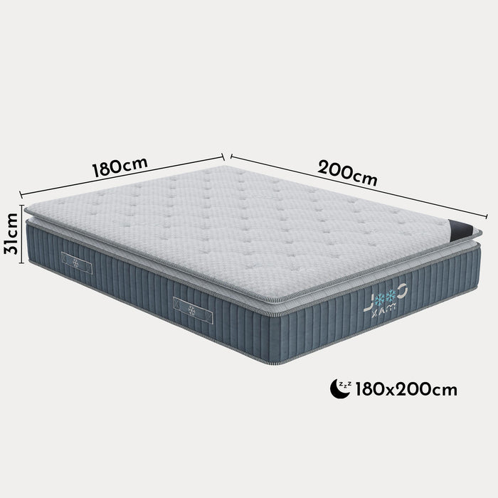 COOL MAX Matelas mémoire de forme et ressorts ensachés 180x200 cm épaisseur 31 cm