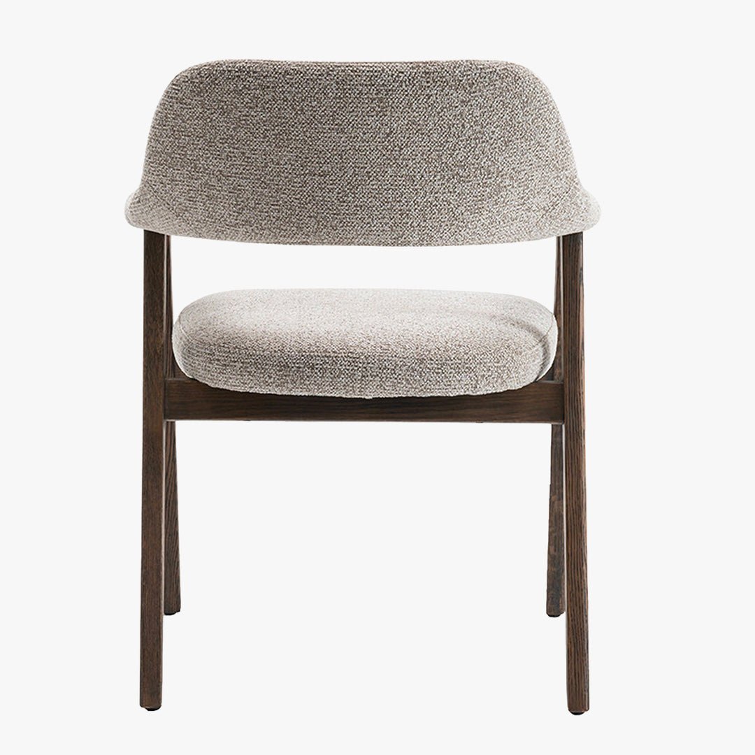 CORALIE Chaise en tissu beige pieds chêne massif foncé - Chaise de repas - Mobilier Deco