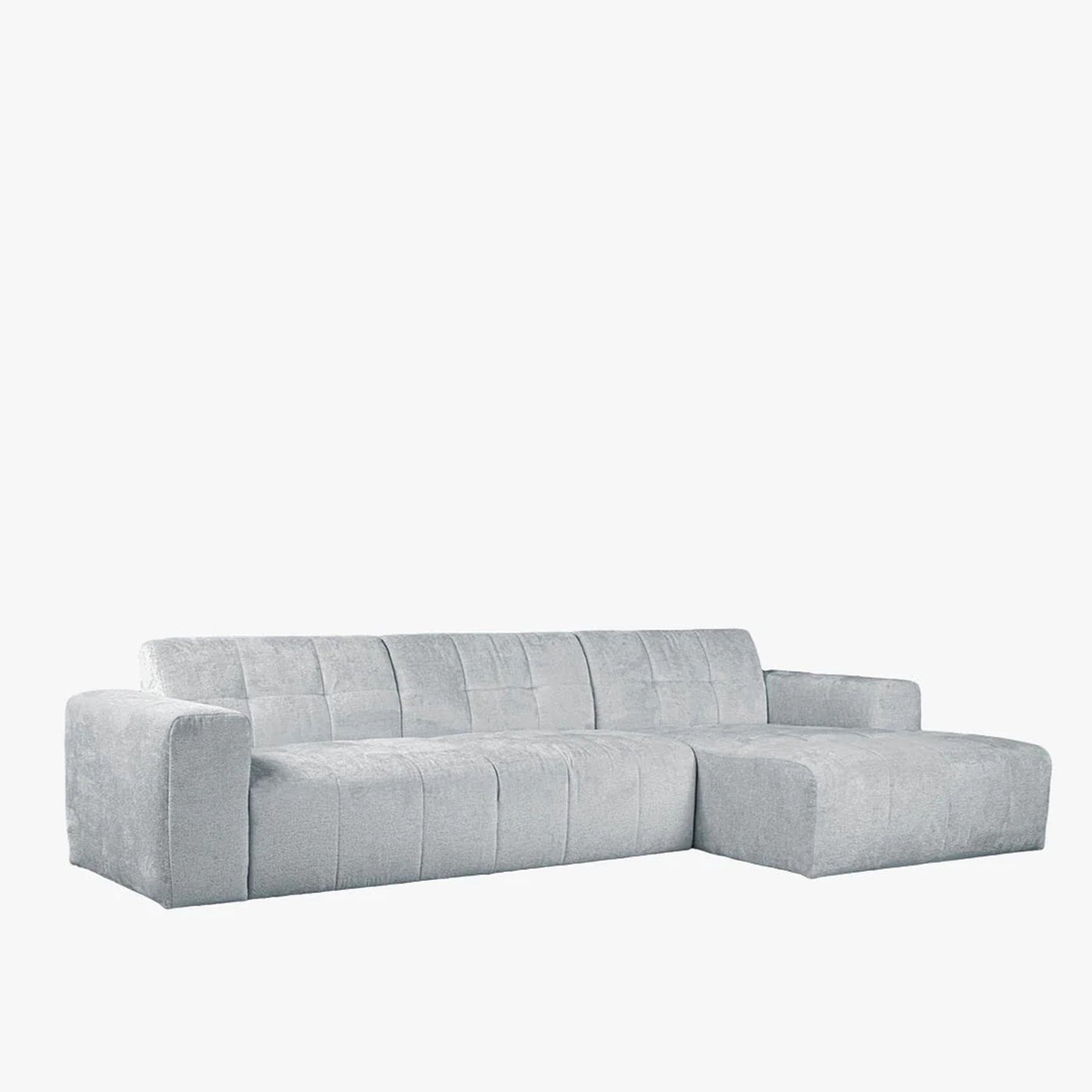 CYNDA Canapé d'angle en tissu capitonné gris - Angle droit - Canapés d'angle - Mobilier Deco