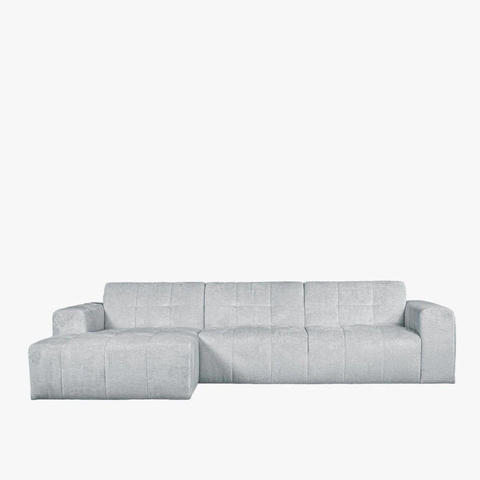 CYNDA Canapé d'angle en tissu capitonné gris - Angle gauche