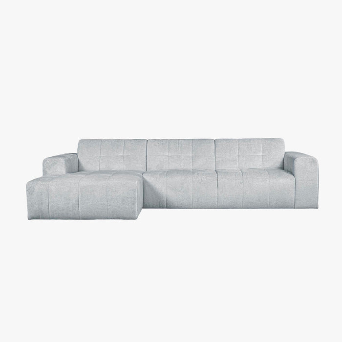 CYNDA Canapé d'angle en tissu capitonné gris - Angle gauche