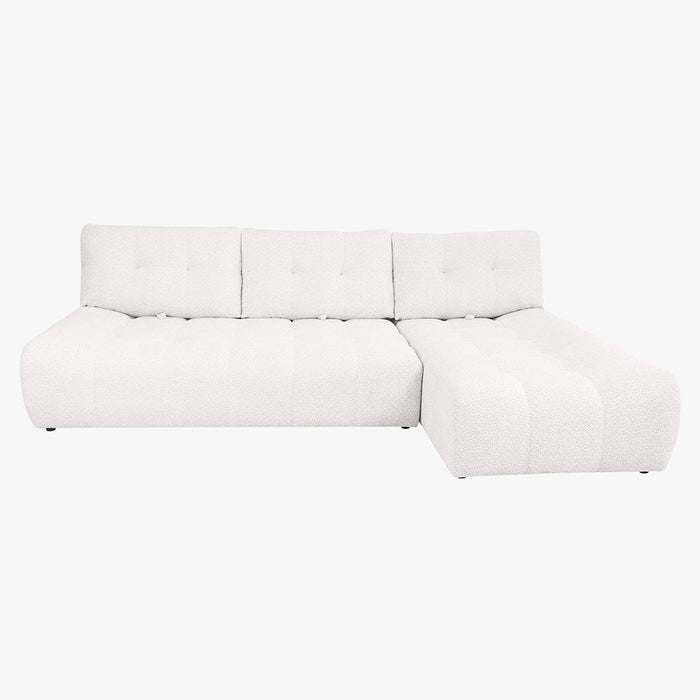 DALIA Canapé d'angle avec dossier amovible en tissu blanc écru  - Angle droit