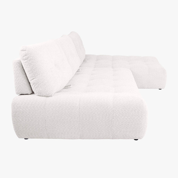 DALIA Canapé d'angle avec dossier amovible en tissu blanc écru  - Angle droit