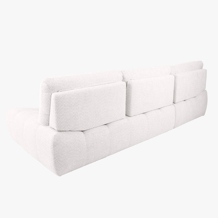 DALIA Canapé d'angle avec dossier amovible en tissu blanc écru - Angle gauche
