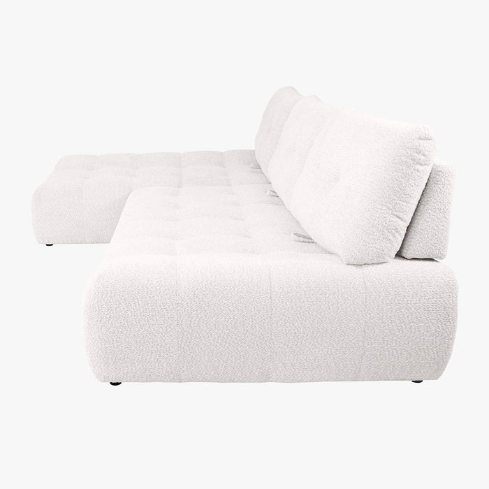DALIA Canapé d'angle avec dossier amovible en tissu blanc écru - Angle gauche