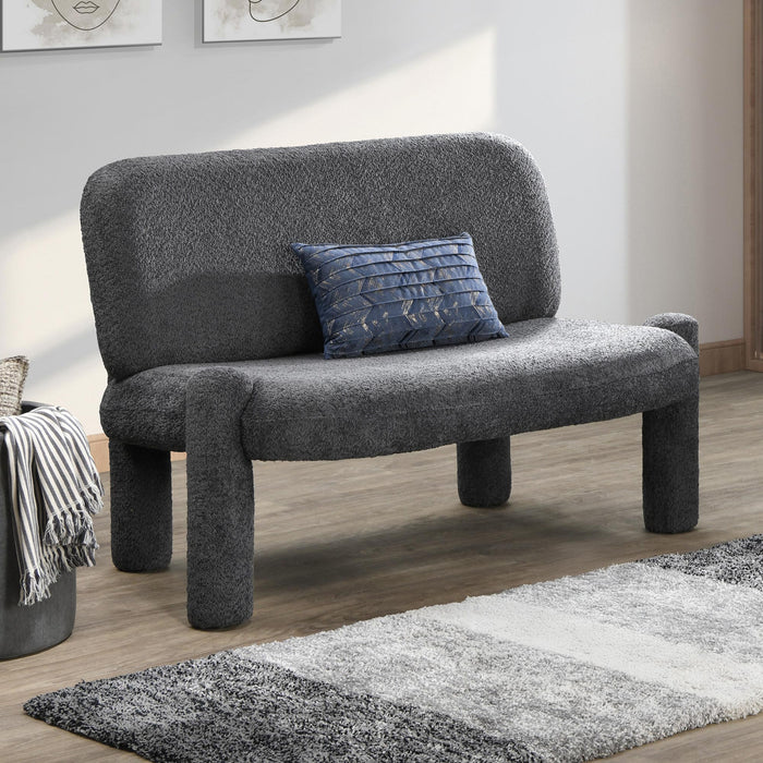 DANITA Canapé 2 places design effet peau de mouton anthracite