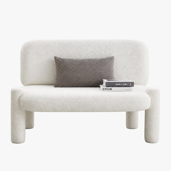 DANITA Canapé 2 places design effet peau de mouton blanc écru