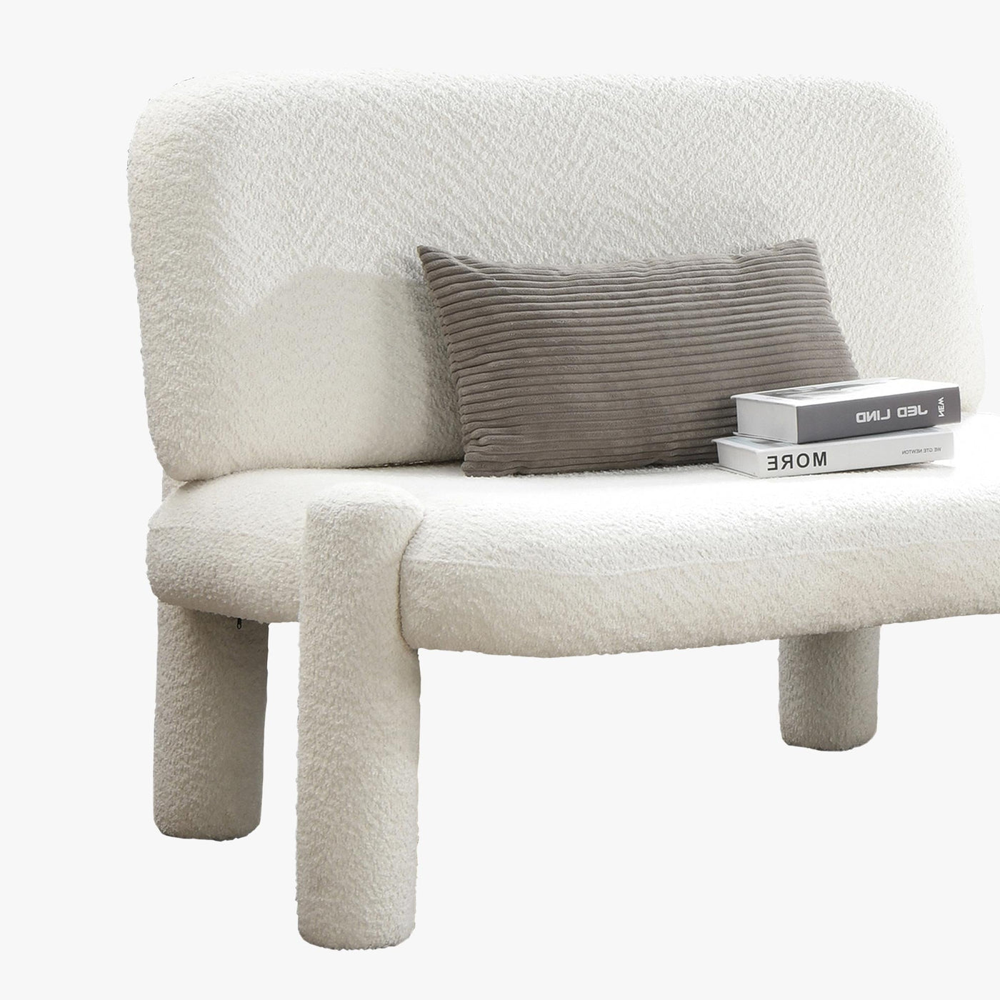 DANITA Canapé 2 places design effet peau de mouton blanc écru - Canapés fixes - Mobilier Deco