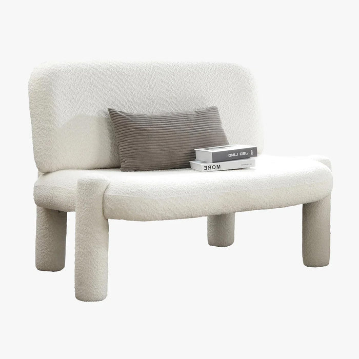 DANITA Canapé 2 places design effet peau de mouton blanc écru