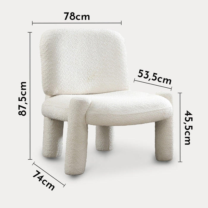 DANITA Fauteuil design effet peau de mouton blanc écru