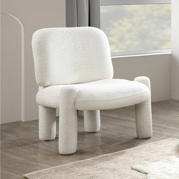 DANITA Fauteuil design effet peau de mouton blanc écru