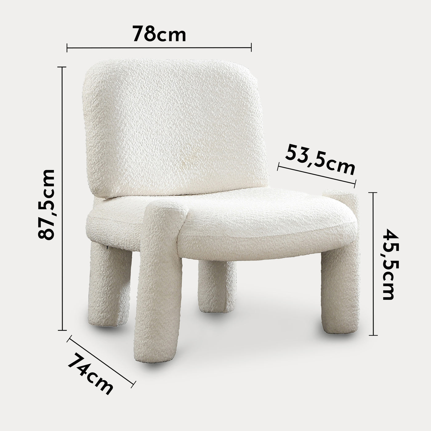 DANITA Fauteuil design effet peau de mouton blanc écru