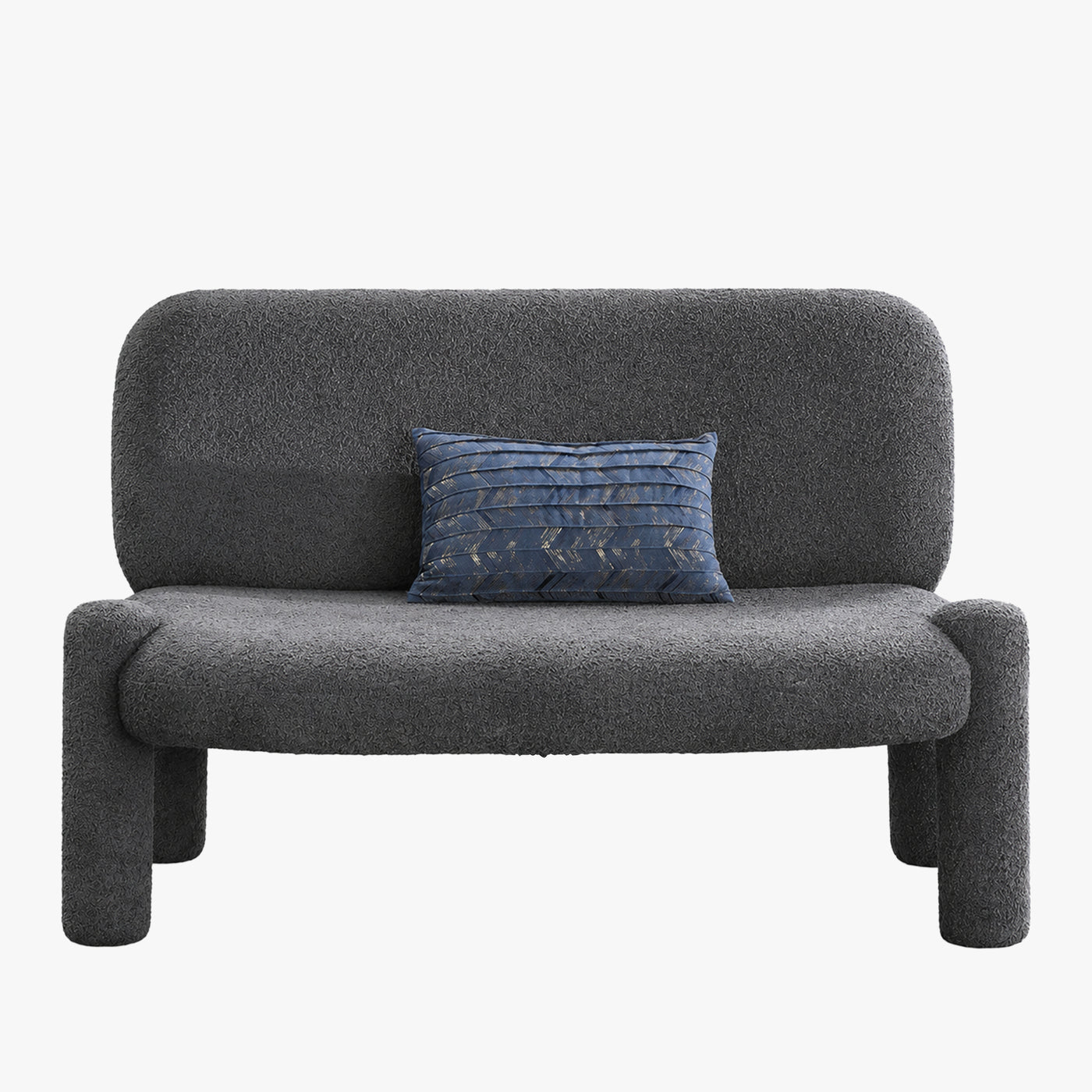 DANITA Canapé 2 places design effet peau de mouton anthracite