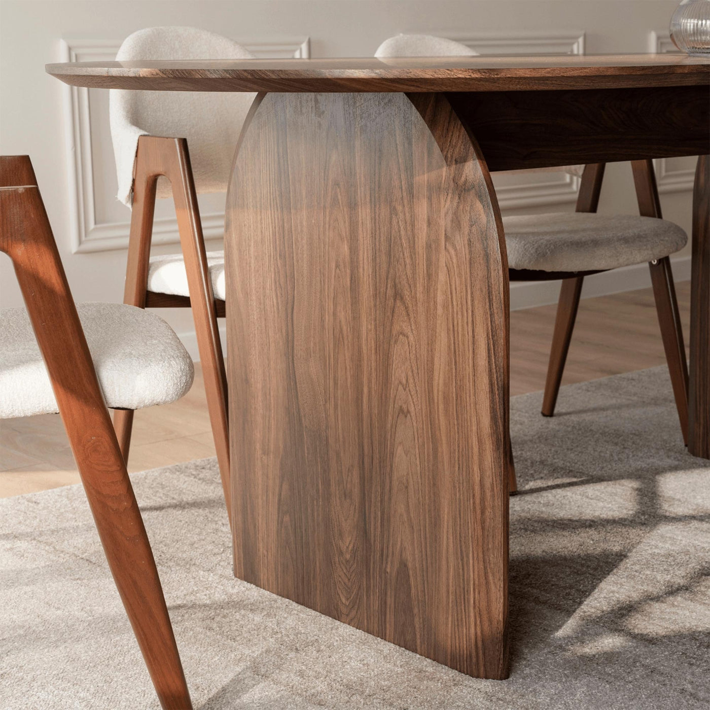 DANTE Table à manger ovale extensible couleur bois foncé 200-300 cm