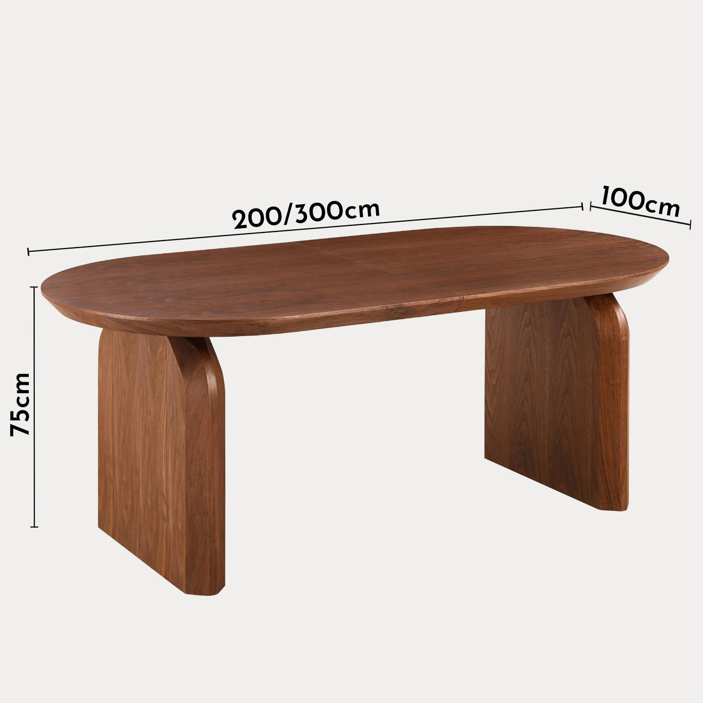 DANTE Table à manger ovale extensible couleur bois foncé 200-300 cm