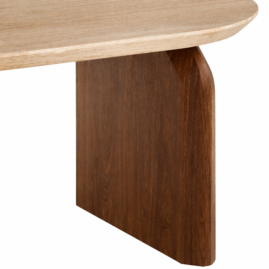 DANTE Table à manger ovale extensible couleur travertin et bois foncé 200-300 cm