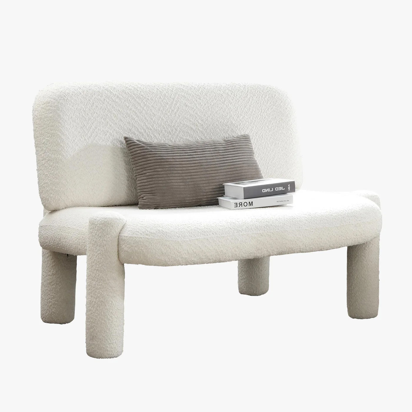DANITA Canapé 2 places design effet peau de mouton blanc écru