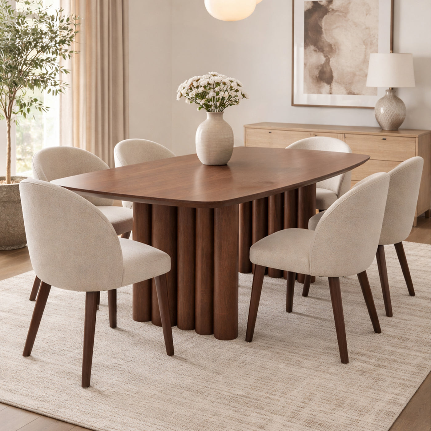 DAREL Table à manger rectangulaire en bois foncé 200 cm