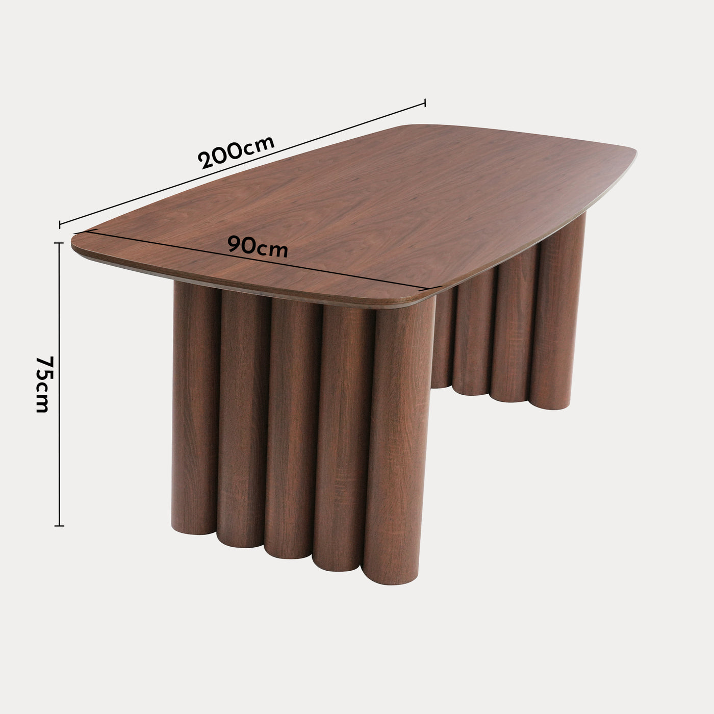 DAREL Table à manger rectangulaire en bois foncé 200 cm