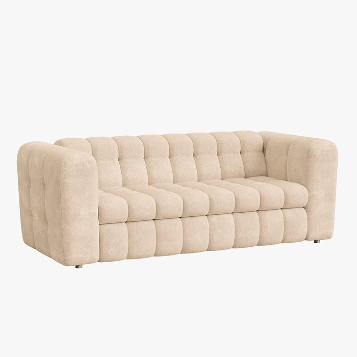 DARIA Canapé 3 places convertible en tissu matelassé beige matelas 14 cm