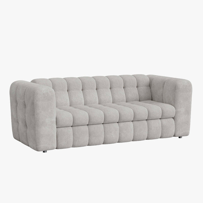 DARIA Canapé 3 places convertible en tissu matelassé gris matelas 14 cm