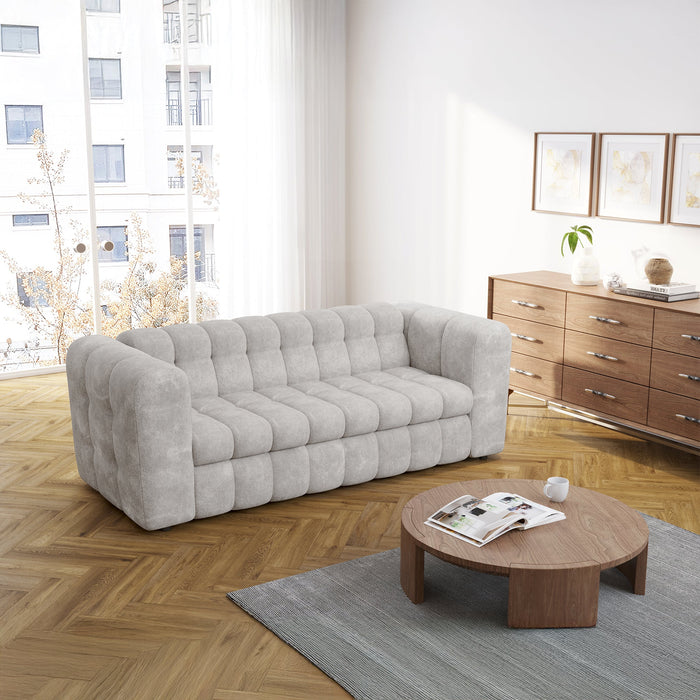 DARIA Canapé 3 places convertible en tissu matelassé gris matelas 14 cm