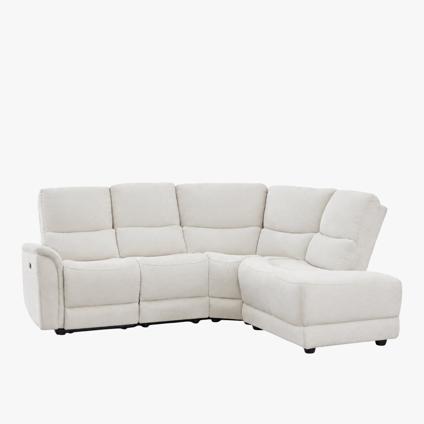 DAVY Canapé d'angle relax électrique en tissu blanc écru - Angle droit - Canapé relax - Mobilier Deco