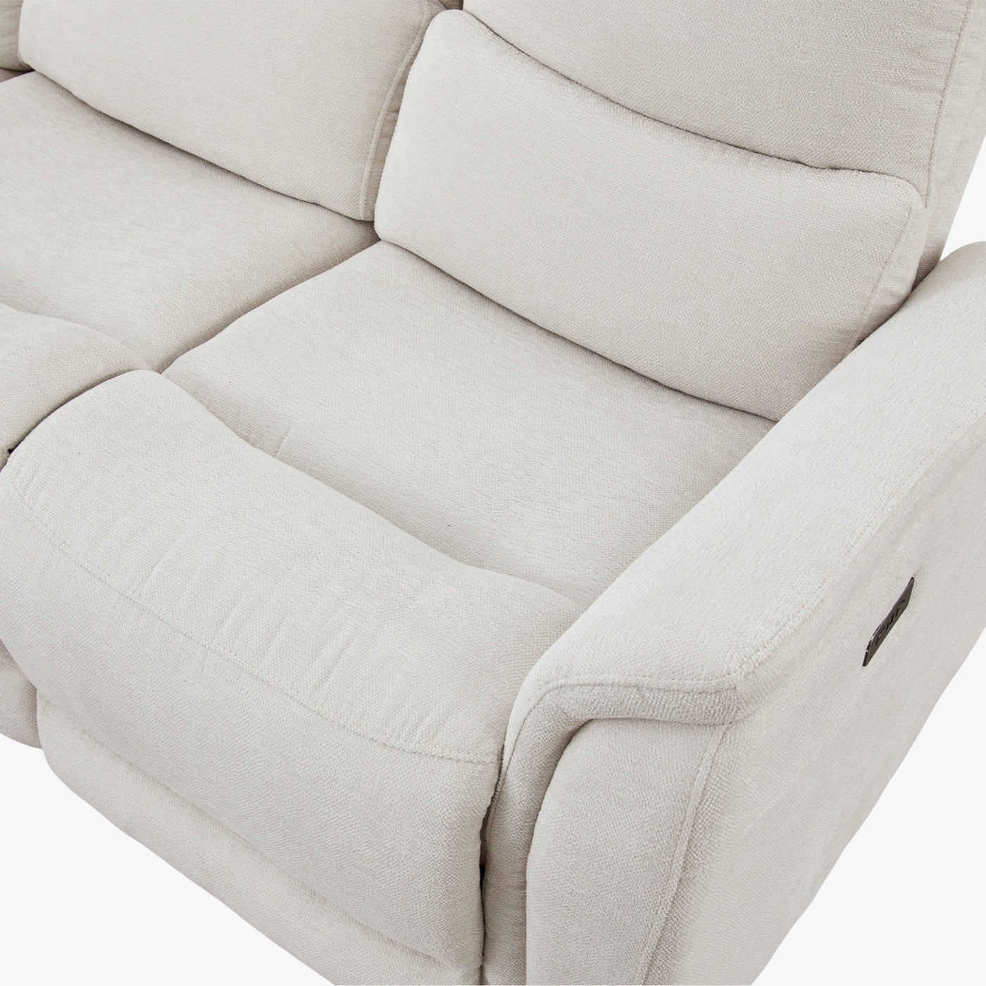DAVY Canapé d'angle relax électrique en tissu blanc écru - Angle gauche - Canapé relax - Mobilier Deco