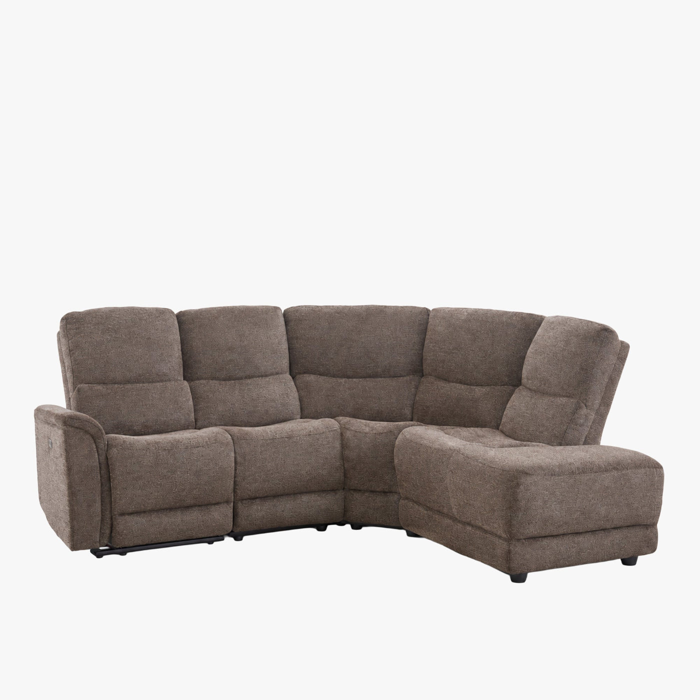 DAVY Canapé d'angle relax électrique en tissu marron - Angle droit - Canapé relax - Mobilier Deco