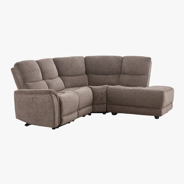 DAVY Canapé d'angle relax électrique en tissu marron - Angle droit