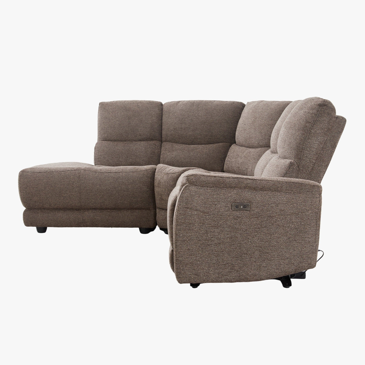 DAVY Canapé d'angle relax électrique en tissu marron - Angle gauche - Canapé relax - Mobilier Deco