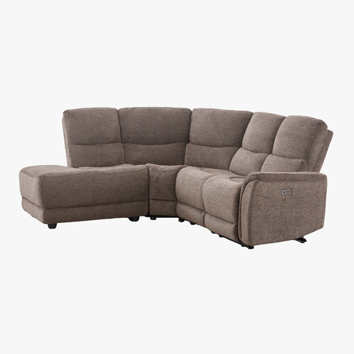 DAVY Canapé d'angle relax électrique en tissu marron - Angle gauche