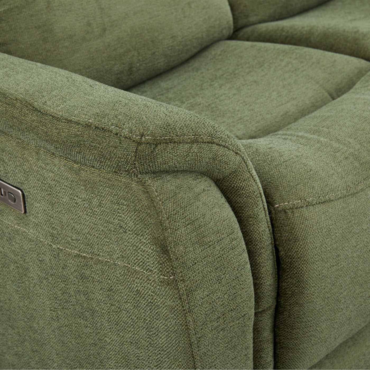 DAVY Canapé d'angle relax électrique en tissu vert - Angle droit - Canapé relax - Mobilier Deco