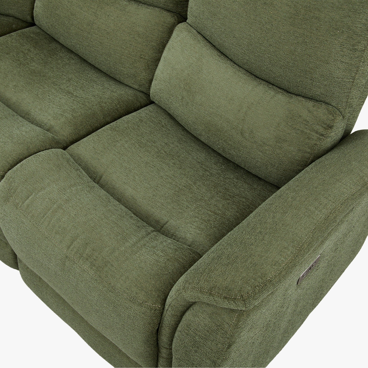 DAVY Canapé d'angle relax électrique en tissu vert - Angle gauche - Canapé relax - Mobilier Deco