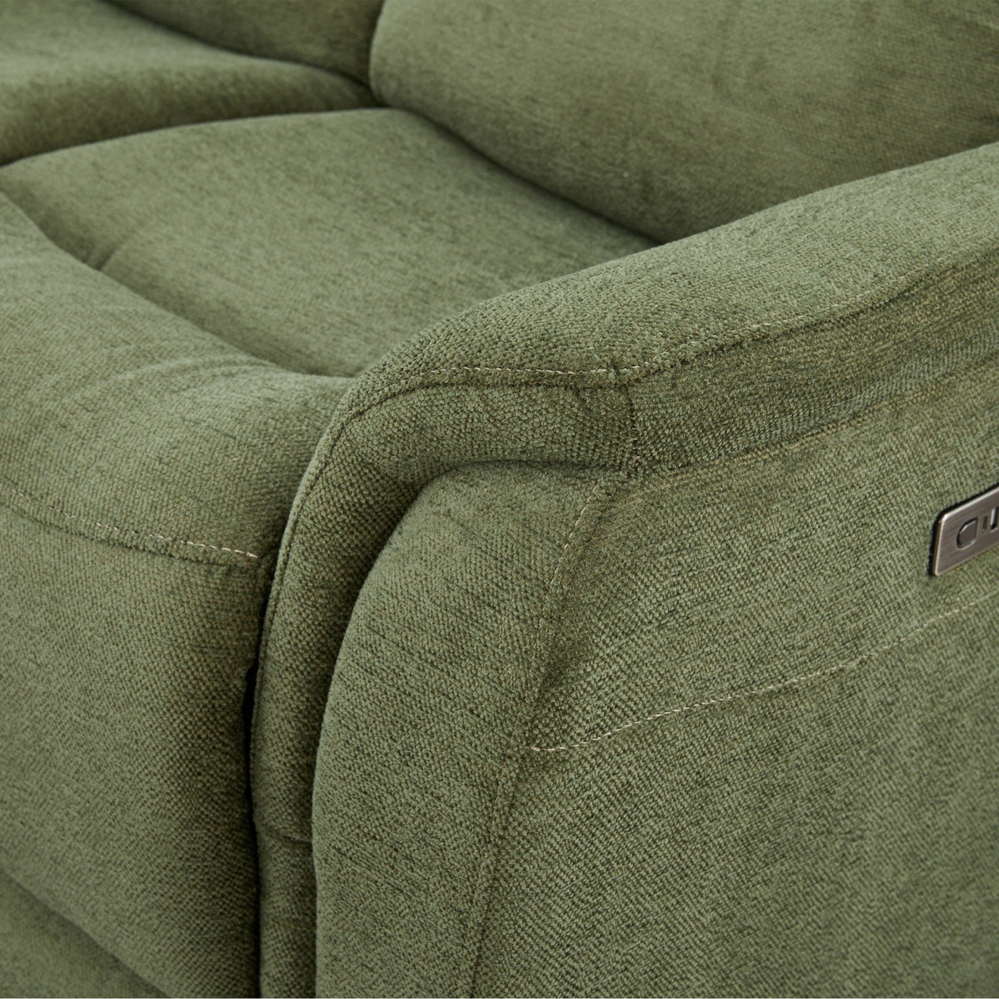 DAVY Canapé d'angle relax électrique en tissu vert - Angle gauche - Canapé relax - Mobilier Deco