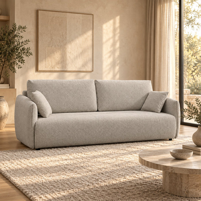 DAYLA Canapé 3 places convertible avec coffre en tissu beige – Canapés convertibles Mobilier Deco